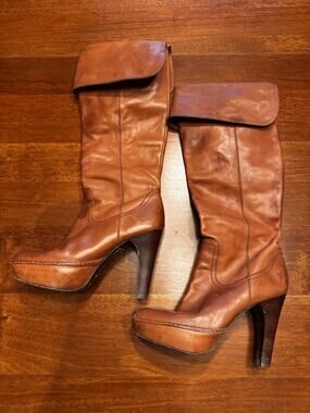 Size 9 Frye Boots Anna Cuff Pullover Knee Sexy Brown